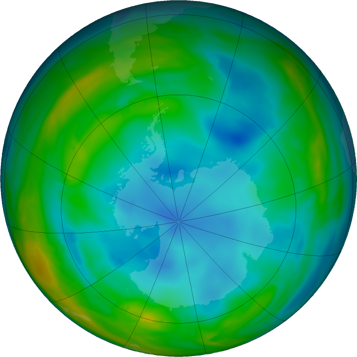 Antarctic ozone map for 10 July 2017